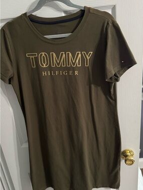 Tommy Hilfiger Olive Green Short Sleeve Logo Tee